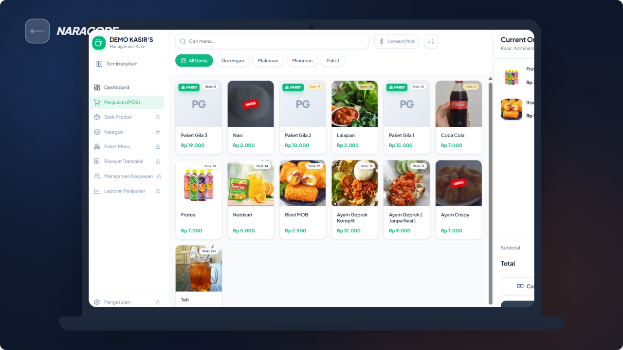 Sistem POS & Kasir Pintar - Naracode Digital Product